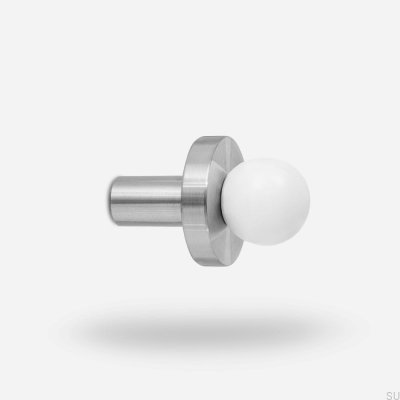 Wieszak Pola W Mosiężny Biały ze Stalową Szczotkowaną Podkładką