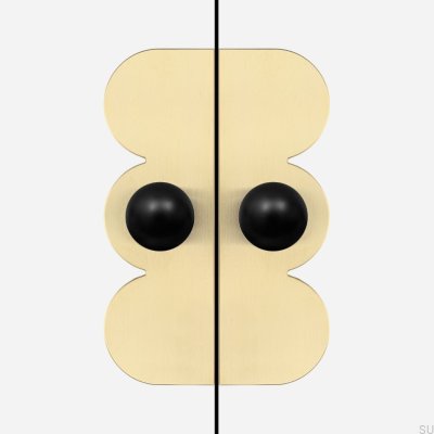 Gałka meblowa z podkładką Odete M Pillow Countess Mosiężna Czarna ze Złotym Nielakierowanym Szczotkowany (2 sztuki)