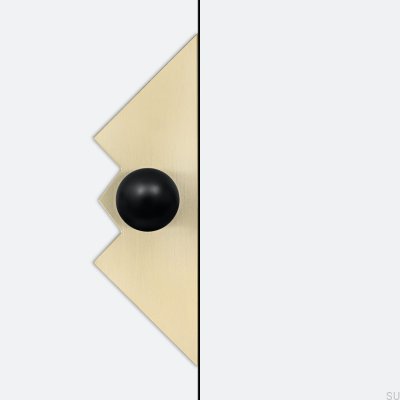 Gałka meblowa z podkładką Odete M Pillow Queen Mosiężna Czarna ze Złotym Nielakierowanym Szczotkowanym