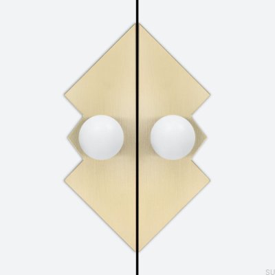 Gałka meblowa z podkładką Odete M Pillow Queen Mosiężna Biała ze Złotym Nielakierowanym Szczotkowanym (2 sztuki)