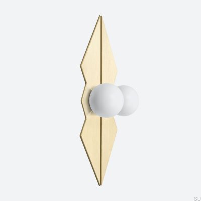 Gałka meblowa z podkładką Odete M Pillow Queen Mosiężna Biała ze Złotym Nielakierowanym Szczotkowanym (2 sztuki)