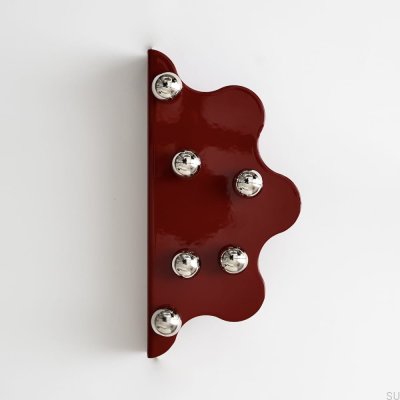 Uchwyt meblowy krawędziowy Mare 200 Stalowy Czerwony ze Srebrnymi Szczotkowanymi Kulkami