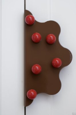 Uchwyt meblowy krawędziowy Mare 200 Stalowy Brązowy z Czerwonymi Kulkami