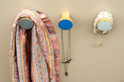 Wieszak ścienny Simple 30 Drewniany Dębowy Emaliowany Jasny Szary Olej Twardy Bezbarwny Półmat