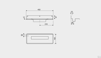 Odpływ liniowy 1004 300 Kołnierz tylny Przyścienny Stalowy