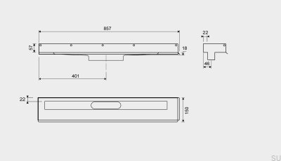 Odpływ liniowy 1002 800 Kołnierz lewy Przyścienny Stalowy
