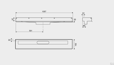 Odpływ liniowy 1002 1000 Kołnierz lewy Przyścienny Stalowy