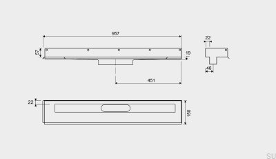 Odpływ liniowy 1003 900 Kołnierz prawy Przyścienny Stalowy