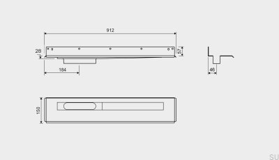 Odpływ liniowy 1004 800 Kołnierz tylny Odpływ Lewostronny Przyścienny Stalowy