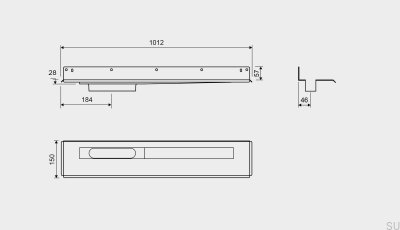 Odpływ liniowy 1004 900 Kołnierz tylny Odpływ Lewostronny Przyścienny Stalowy