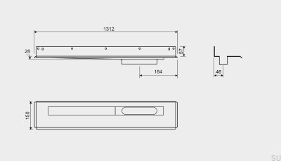 Odpływ liniowy 1004 1200 Kołnierz tylny Odpływ Prawostronny Przyścienny Stalowy