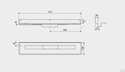 Odpływ liniowy 1004 1200 Kołnierz tylny przesunięty 6 mm Przyścienny Stalowy