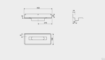 Odpływ liniowy 1004 300 Kołnierz tylny przesunięty 12 mm Przyścienny Stalowy