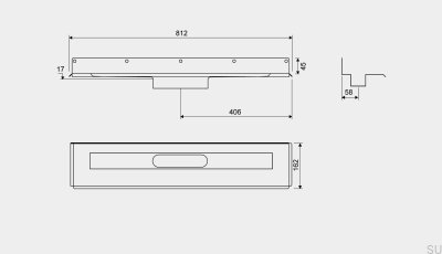 Odpływ liniowy 1004 700 Kołnierz tylny przesunięty 12 mm Przyścienny Stalowy