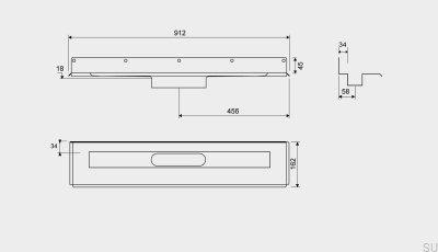 Odpływ liniowy 1004 800 Kołnierz tylny przesunięty 12 mm Przyścienny Stalowy