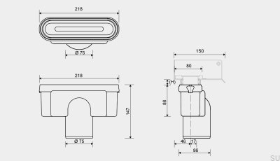 Moduł odpływowy z pionowym wylotem 75 mm z wyjmowanym syfonem