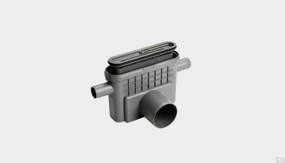 Moduł odpływowy z poziomym wylotem 75 mm z wyjmowanym syfonem i dwoma bocznymi przyłączami