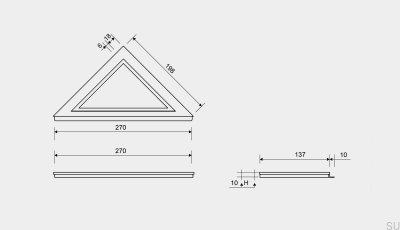 Panel do odpływu narożnego z ramką 10 mm HighLine Stalowy Szczotkowany