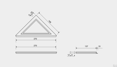 Panel do odpływu narożnego z ramką 12 mm HighLine Stalowy Szczotkowany