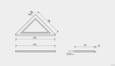 Panel do odpływu narożnego z ramką 15 mm HighLine Stalowy Szczotkowany