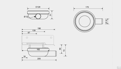 Moduł odpływu narożnego z poziomym wylotem 32 mm