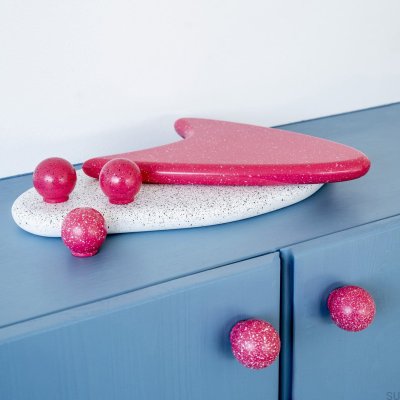 Gałka meblowa Ren Melange Deep Pink & White 35 Drewniana Bukowa