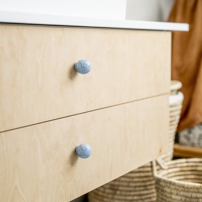 Gałka meblowa Ren Melange Light Blue & White 35 Drewniana Bukowa