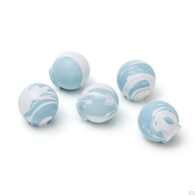 Gałka meblowa Ren White Grey Blue 35 Drewniana Bukowa