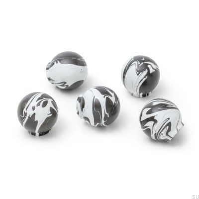 Gałka meblowa Ren White Black 35 Drewniana Bukowa