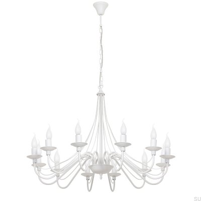 Żyrandol Róża 12 Metalowy Biały