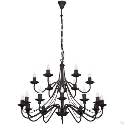 Żyrandol Róża 18 Metalowy Czarny