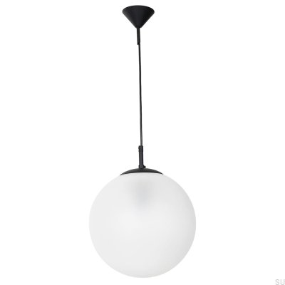 Lampa wisząca Globe Metalowa Czarna z Mlecznym Kloszem