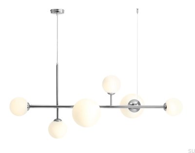 Lampa wisząca Dione 6 Metalowa Srebrna Chromowana