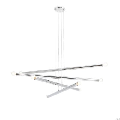 Lampa wisząca Tubo 8 Metalowa Srebrna Chromowana