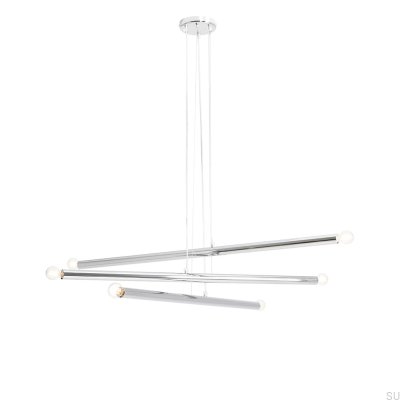 Lampa wisząca Tubo 6 Metalowa Srebrna Chromowana