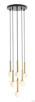 Lampa wisząca Riu 7 Ring Mosiężna z Czarnym