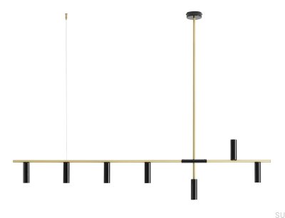 Lampa wisząca Trevo 7 Mosiężna z Czarnym