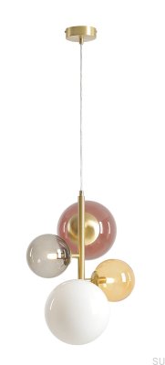 Lampa wisząca Bloom 4 Multicolour Mosiężna
