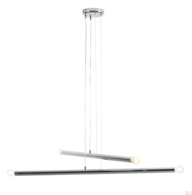 Lampa wisząca Tubo 4 Metalowa Srebrna Chromowana