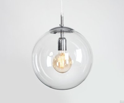 Lampa wisząca Globe Metalowa Srebrna Chromowana
