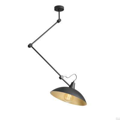 Plafon Melos Metalowy Czarny (złoty środek klosza)