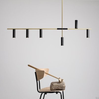 Lampa wisząca Trevo 6 Mosiężna z Czarnym
