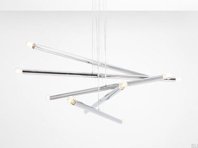 Lampa wisząca Tubo 10 Metalowa Srebrna Chromowana