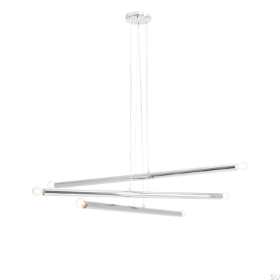 Lampa wisząca Tubo 6 Metalowa Srebrna Chromowana