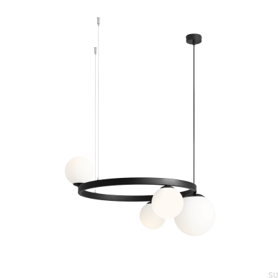 Lampa wisząca Garda 4 Ring Metalowa Czarna