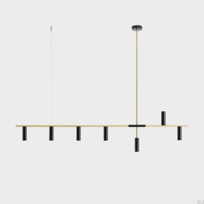 Lampa wisząca Trevo 7 Mosiężna z Czarnym