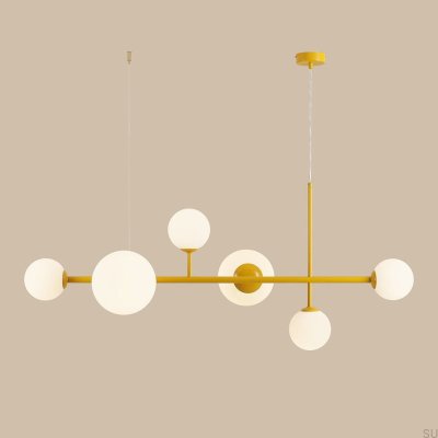 Lampa wisząca Dione 6 Metalowa Musztardowa