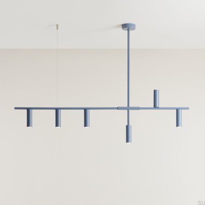 Lampa wisząca Trevo 6 Metalowa Niebieska