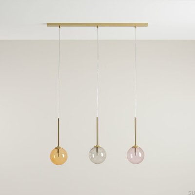 Lampa wisząca Bosso 3 Multicolour Mosiężna