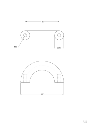 Uchwyt meblowy podłużny Arch 052 41 Mosiężny Czarny Matowy